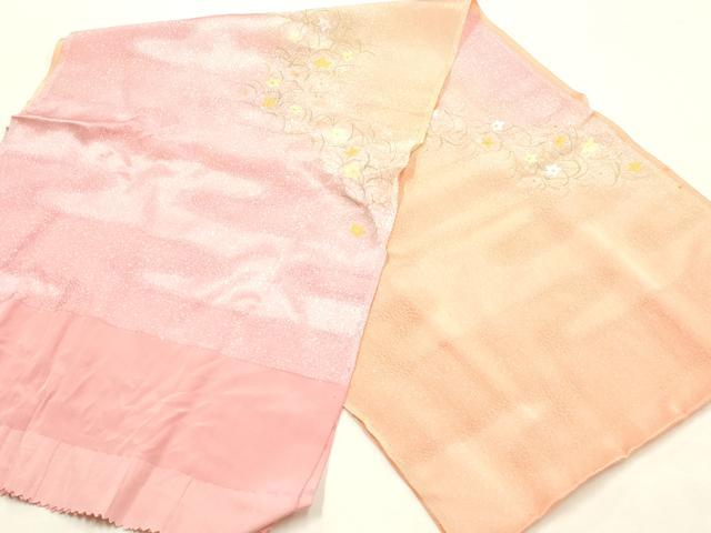 平和屋本店●和装小物　帯締め・帯揚げセット　草花文　暈し染め　金糸　金彩　逸品　未使用　AABG0777ay
