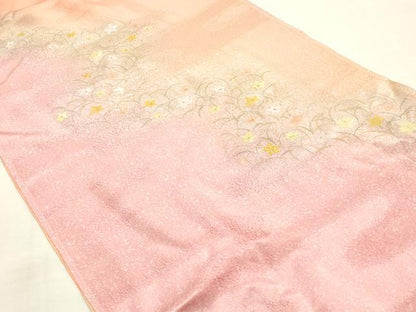 平和屋本店●和装小物　帯締め・帯揚げセット　草花文　暈し染め　金糸　金彩　逸品　未使用　AABG0777ay