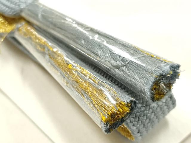 平和屋本店●和装小物　帯締め・帯揚げセット　高麗組 綾出し　草花文　地紋起こし　金糸　正絹　逸品　未使用　AABG0778ay