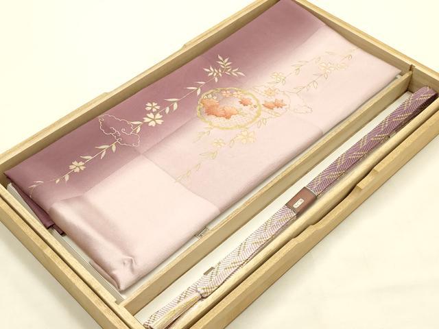平和屋本店●和装小物　帯締め・帯揚げセット　笹浪組　雪輪花文　金糸　金彩　逸品　未使用　AABG0780ay