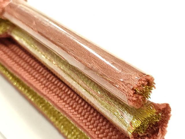 平和屋着物●和装小物　帯締め・帯揚げセット　高麗組　斜縞　暈し　金糸　逸品　未使用　AABG0782ay