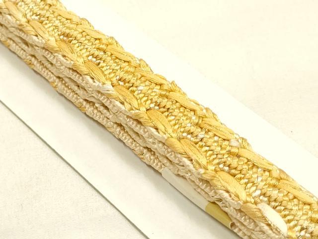 平和屋着物●和装小物　帯締め・帯揚げセット　礼装用　貝ノ口組　雲取り吉祥地紋　金糸　逸品　未使用　AABG0788ay