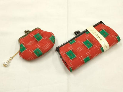 平和屋着物▼和装小物　財布・巾着まとめて10点　紬　絣　米沢織　伊予かすり　逸品　未使用品あり　AABG0792ay