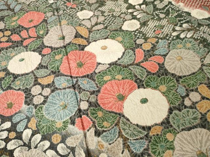 平和屋着物●訪問着 草花文 金通し地 正絹 逸品 AABG0803ck