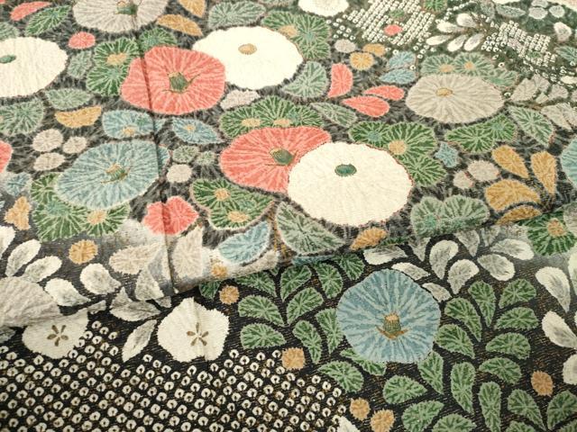 平和屋着物●訪問着 草花文 金通し地 正絹 逸品 AABG0803ck