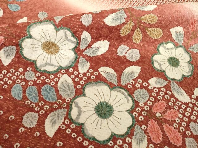 平和屋着物●訪問着 草花文 金通し地 正絹 逸品 AABG0803ck