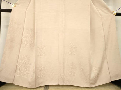 平和屋着物●訪問着 向かい鳥花文 地紋起こし 金彩 正絹 逸品 AABG0804ck