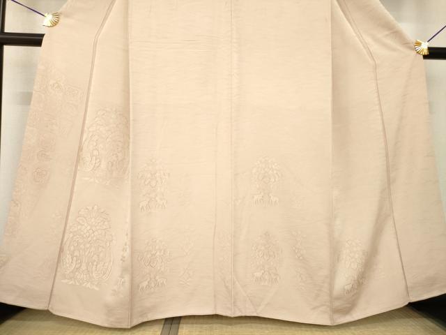 平和屋着物●訪問着 向かい鳥花文 地紋起こし 金彩 正絹 逸品 AABG0804ck