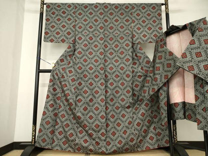 平和屋着物●本場大島紬　アンサンブル　花菱文　正絹　逸品　AABG0807ck
