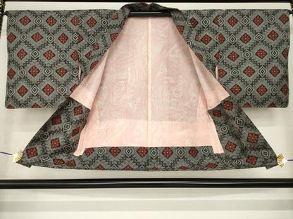平和屋着物●本場大島紬　アンサンブル　花菱文　正絹　逸品　AABG0807ck
