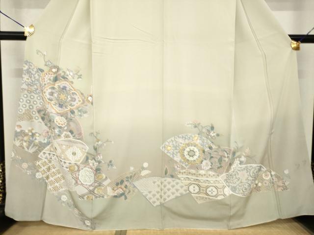 平和屋着物●訪問着　総刺繍　中国三大刺繍　相良刺繍　更紗花文　金糸　正絹　逸品　AABG0813ck