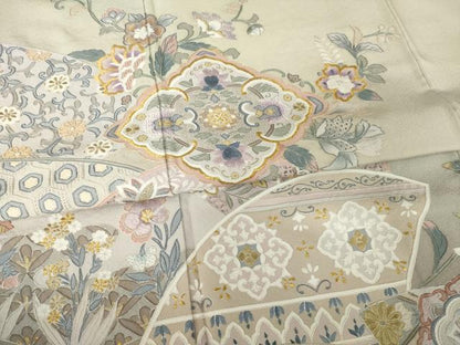 平和屋着物●訪問着　総刺繍　中国三大刺繍　相良刺繍　更紗花文　金糸　正絹　逸品　AABG0813ck
