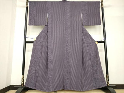 平和屋着物●上質な小紋 麻の葉間道 正絹 逸品 未使用 AABG0814ck