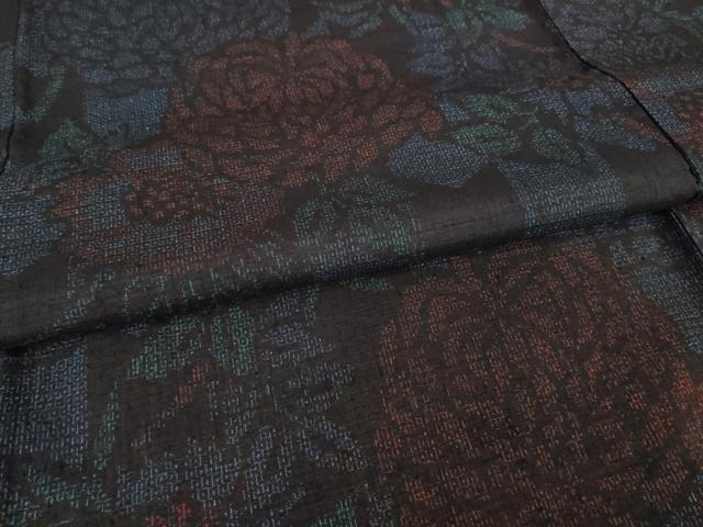 平和屋着物●本場結城紬　重要無形文化財　100亀甲　菊　正絹　逸品　AABG0816ck