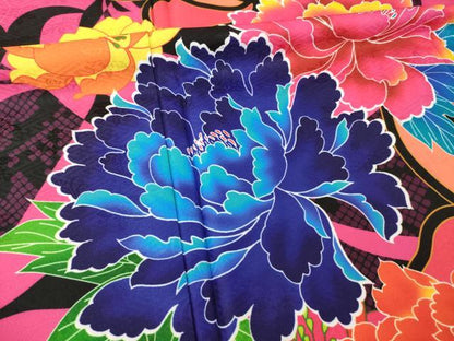 平和屋着物●豪華振袖 薔薇 バラ ロング丈 洗える着物 未使用 AABG0818ck
