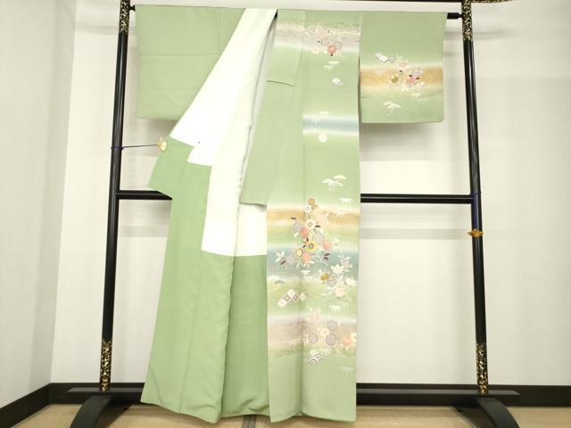 平和屋着物●創業460年・千總 訪問着 駒刺繍 舞花文 暈し染め 金彩 正絹 逸品 AABG0821ck