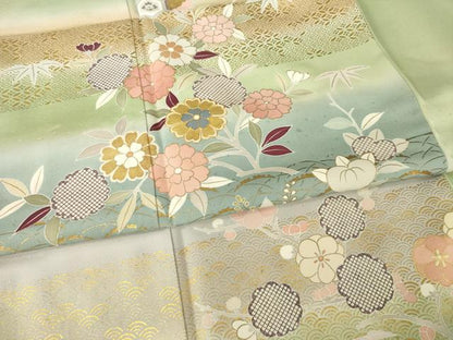 平和屋着物●創業460年・千總 訪問着 駒刺繍 舞花文 暈し染め 金彩 正絹 逸品 AABG0821ck