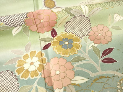 平和屋着物●創業460年・千總 訪問着 駒刺繍 舞花文 暈し染め 金彩 正絹 逸品 AABG0821ck