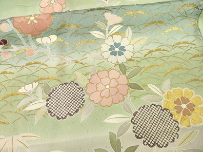 平和屋着物●創業460年・千總 訪問着 駒刺繍 舞花文 暈し染め 金彩 正絹 逸品 AABG0821ck