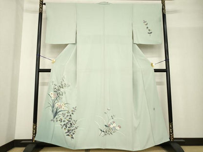 平和屋着物●本加賀友禅作家 金丸充夫 訪問着 草花文 暈し染め 正絹 逸品 AABG0824ck