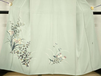 平和屋着物●本加賀友禅作家 金丸充夫 訪問着 草花文 暈し染め 正絹 逸品 AABG0824ck