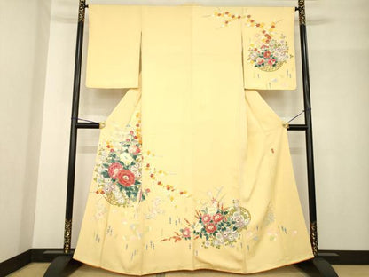 平和屋着物●訪問着 友禅 作家物 花篭文 正絹 逸品 AABG0826ck