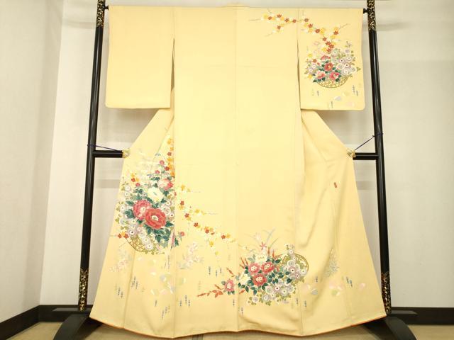 平和屋着物●訪問着 友禅 作家物 花篭文 正絹 逸品 AABG0826ck