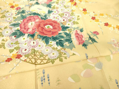 平和屋着物●訪問着 友禅 作家物 花篭文 正絹 逸品 AABG0826ck