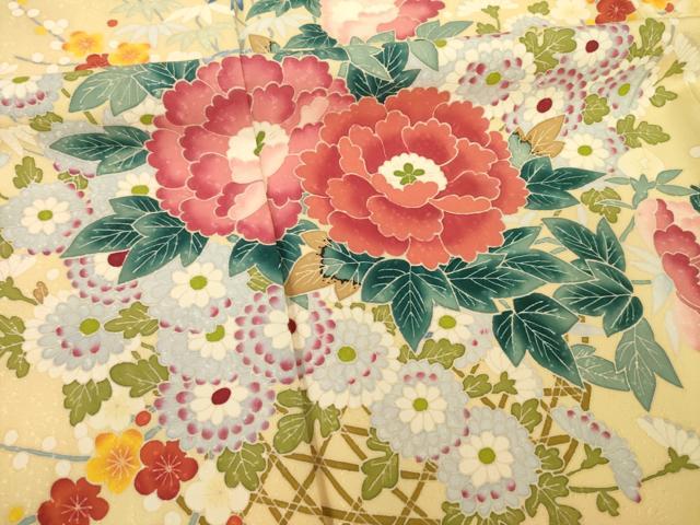 平和屋着物●訪問着 友禅 作家物 花篭文 正絹 逸品 AABG0826ck