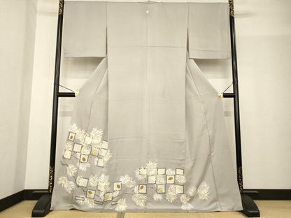 平和屋着物●豪華色留袖　松　市松　金彩　ロング丈　正絹　逸品　AABG0827ck