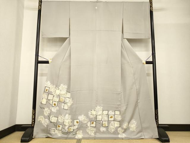 平和屋着物●豪華色留袖　松　市松　金彩　ロング丈　正絹　逸品　AABG0827ck