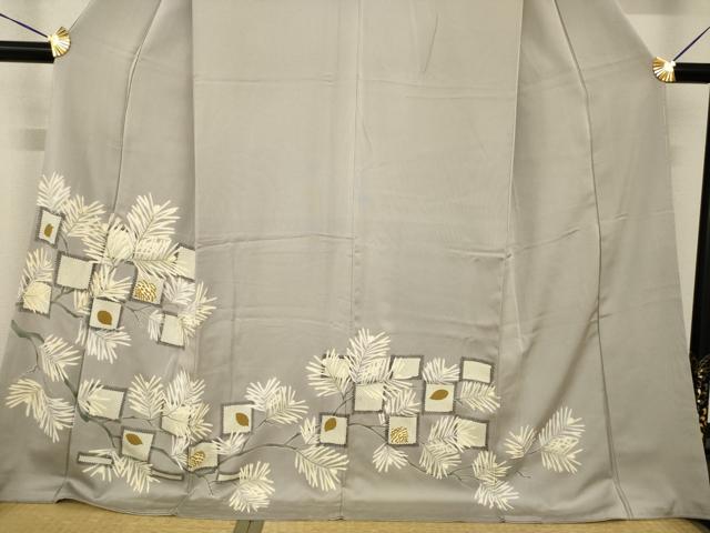 平和屋着物●豪華色留袖　松　市松　金彩　ロング丈　正絹　逸品　AABG0827ck