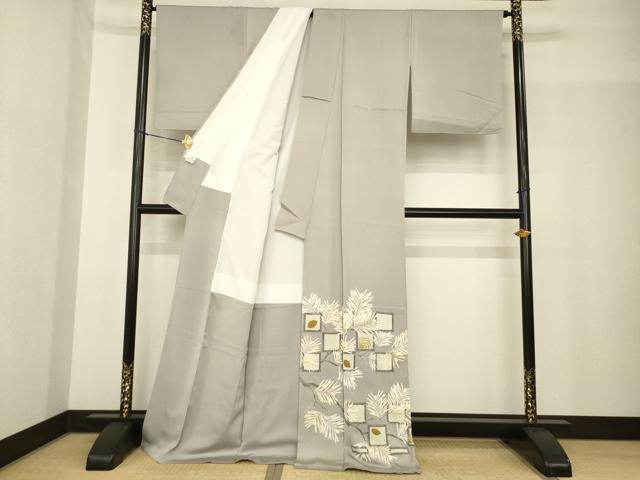 平和屋着物●豪華色留袖　松　市松　金彩　ロング丈　正絹　逸品　AABG0827ck
