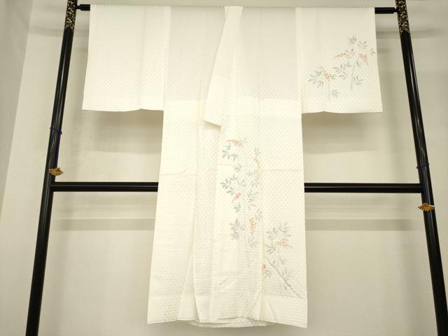 平和屋着物●長襦袢　無双仕立て　手描き　南天文　正絹　逸品　AABG0828ck
