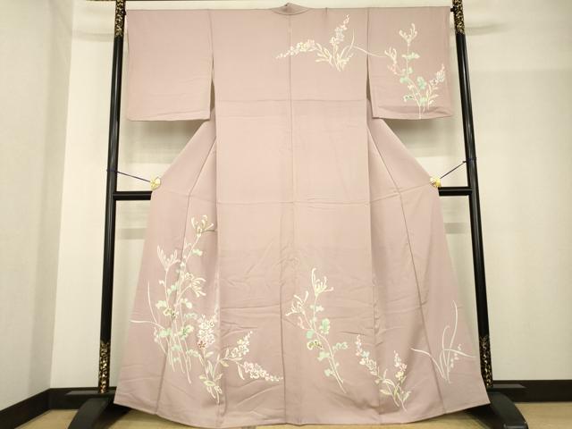 平和屋着物●訪問着　草花文　正絹　逸品　AABG0831ck