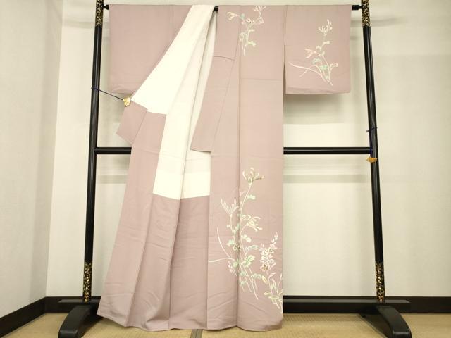平和屋着物●訪問着　草花文　正絹　逸品　AABG0831ck