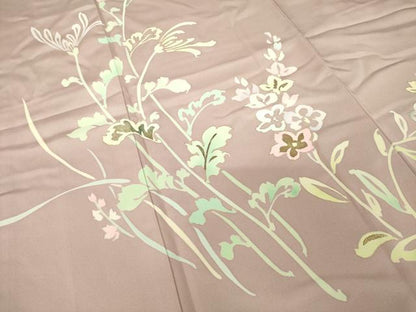 平和屋着物●訪問着　草花文　正絹　逸品　AABG0831ck