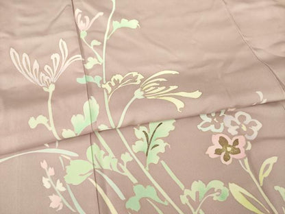 平和屋着物●訪問着　草花文　正絹　逸品　AABG0831ck