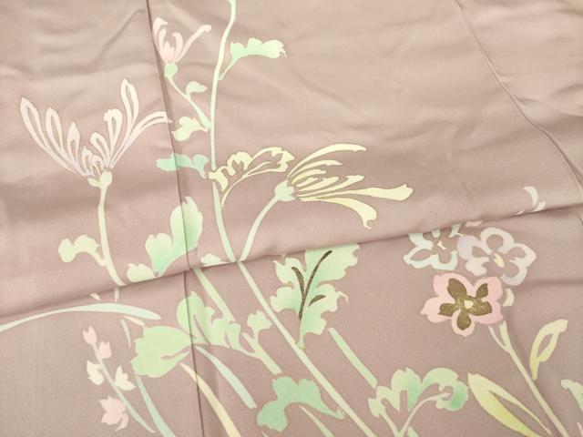 平和屋着物●訪問着　草花文　正絹　逸品　AABG0831ck