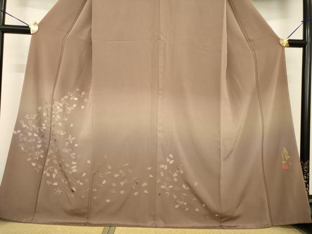 平和屋着物●ファッションデザイナー　コシノアヤコ 　訪問着　総刺繍　舞桜文　暈し染め　金糸　正絹　逸品　AABG0833ck