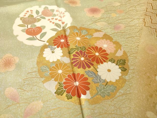 平和屋着物●訪問着 雪輪花文 暈し染め 金銀彩 正絹 逸品 AABG0838ck