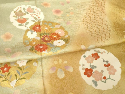 平和屋着物●訪問着 雪輪花文 暈し染め 金銀彩 正絹 逸品 AABG0838ck