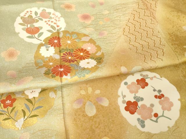 平和屋着物●訪問着 雪輪花文 暈し染め 金銀彩 正絹 逸品 AABG0838ck