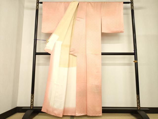 平和屋着物■上質な小紋 青海波地紋 暈し染め 正絹 逸品 AABG0843ck
