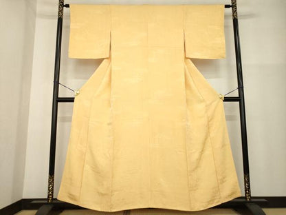 平和屋着物■上質な色無地 女人地紋 萱草色 正絹 逸品 AABG0844ck