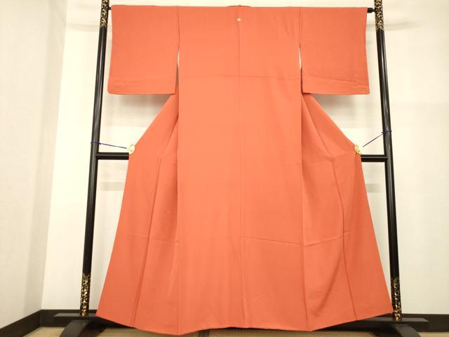 平和屋着物■上質な色無地 樺色 正絹 逸品 AABG0848ck