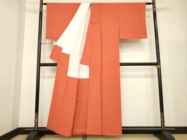 平和屋着物■上質な色無地 樺色 正絹 逸品 AABG0848ck