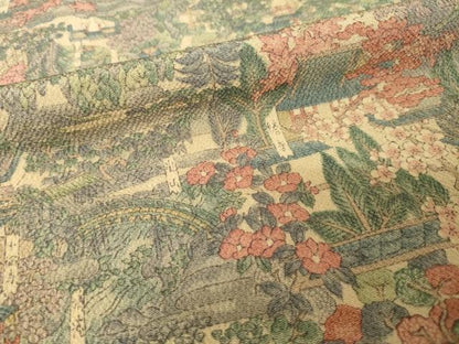 平和屋着物■上質な小紋 名所風景文 鬼しぼ縮緬 正絹 逸品 未使用 AABG0853ck