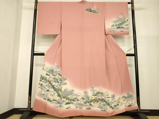 平和屋着物■訪問着 風景文 暈し染め 金彩 正絹 逸品 AABG0856ck