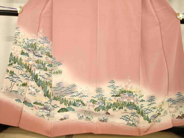 平和屋着物■訪問着 風景文 暈し染め 金彩 正絹 逸品 AABG0856ck